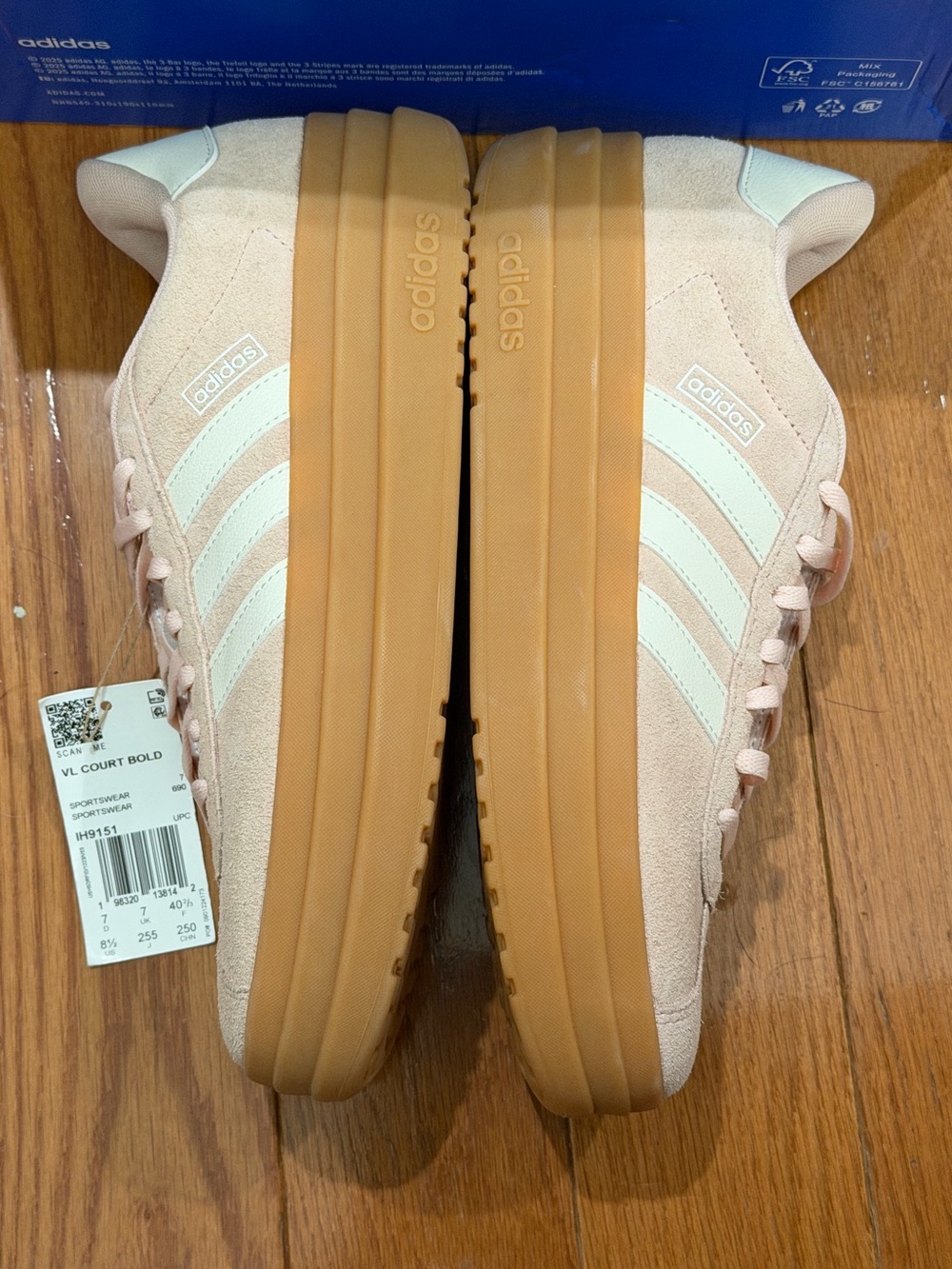 Adidas VL Court Bold Sneakers Pink NWT IH9151 Size 8.5 - Picture 3 of 5